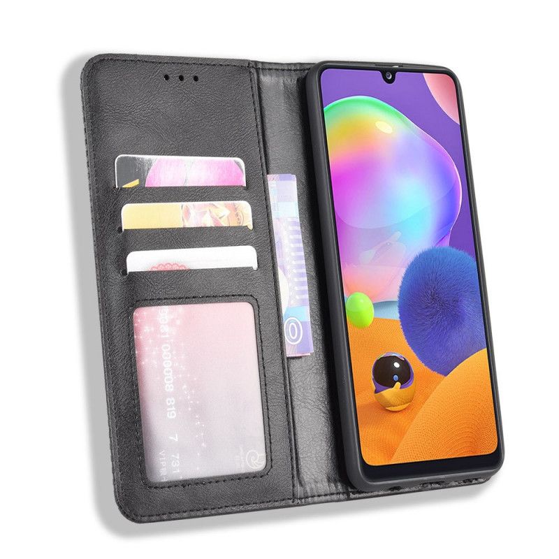 Folio-hoesje voor Samsung Galaxy A31 Rood Zwart Gestileerd Vintage Leereffect
