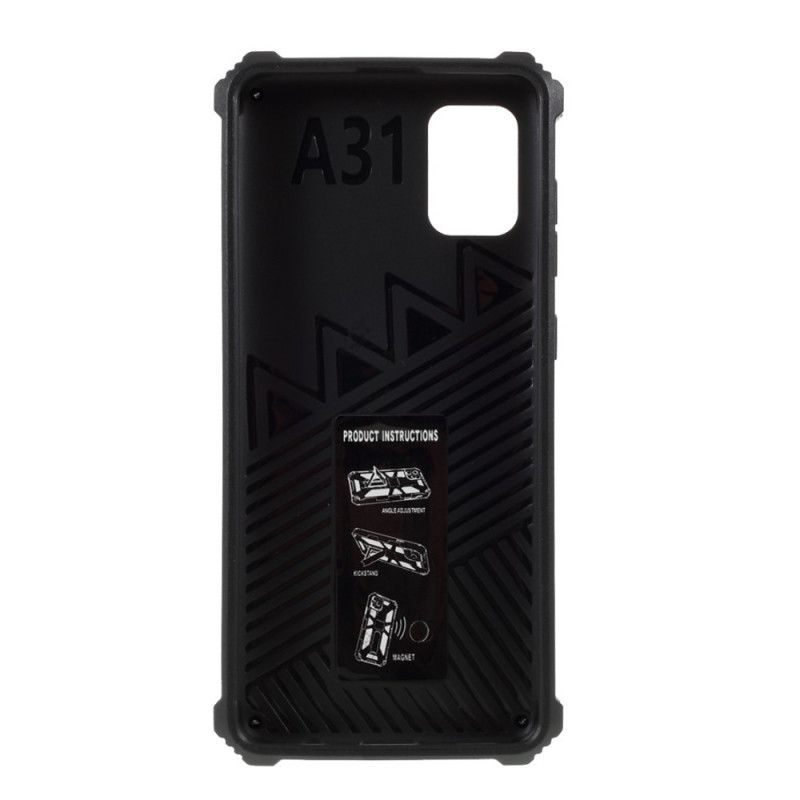 Hoesje Samsung Galaxy A31 Rood Zwart Afneembaar Met Standaard