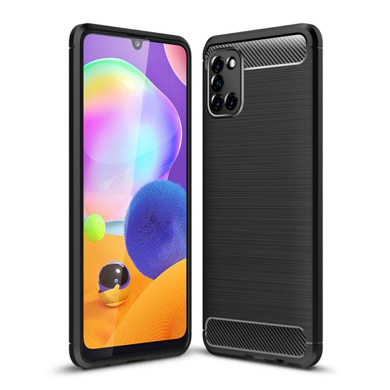 Hoesje Samsung Galaxy A31 Rood Zwart Geborsteld Koolstofvezel