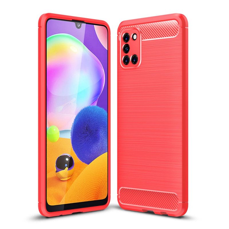 Hoesje Samsung Galaxy A31 Rood Zwart Geborsteld Koolstofvezel