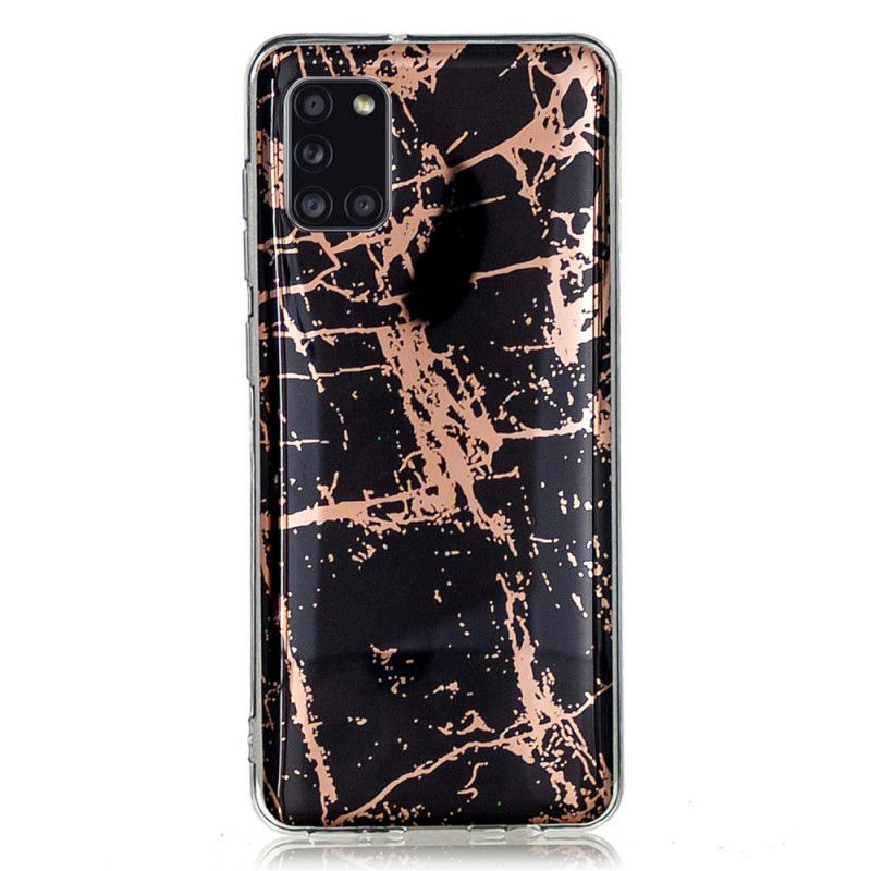 Hoesje Samsung Galaxy A31 Roze Zwart Ultra Designer Marmer