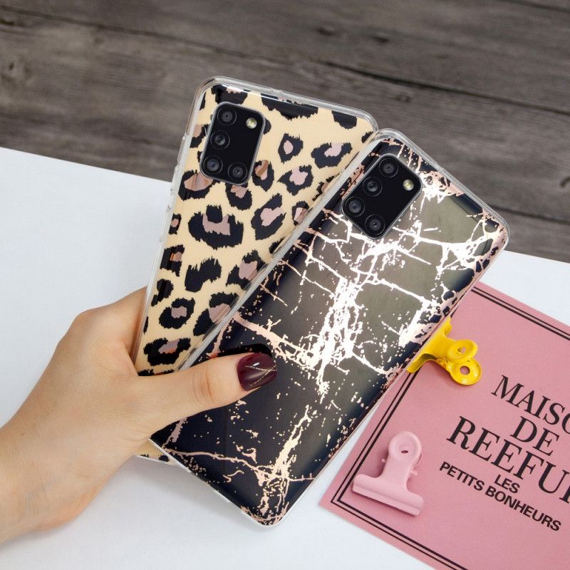 Hoesje Samsung Galaxy A31 Roze Zwart Ultra Designer Marmer