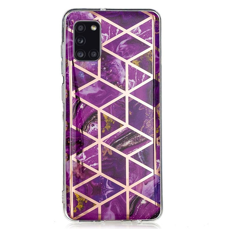 Hoesje Samsung Galaxy A31 Roze Zwart Ultra Designer Marmer