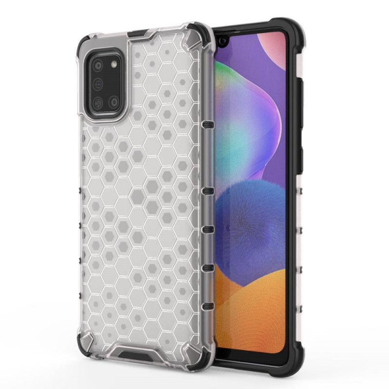 Hoesje Samsung Galaxy A31 Wit Zwart Honingraatstijl