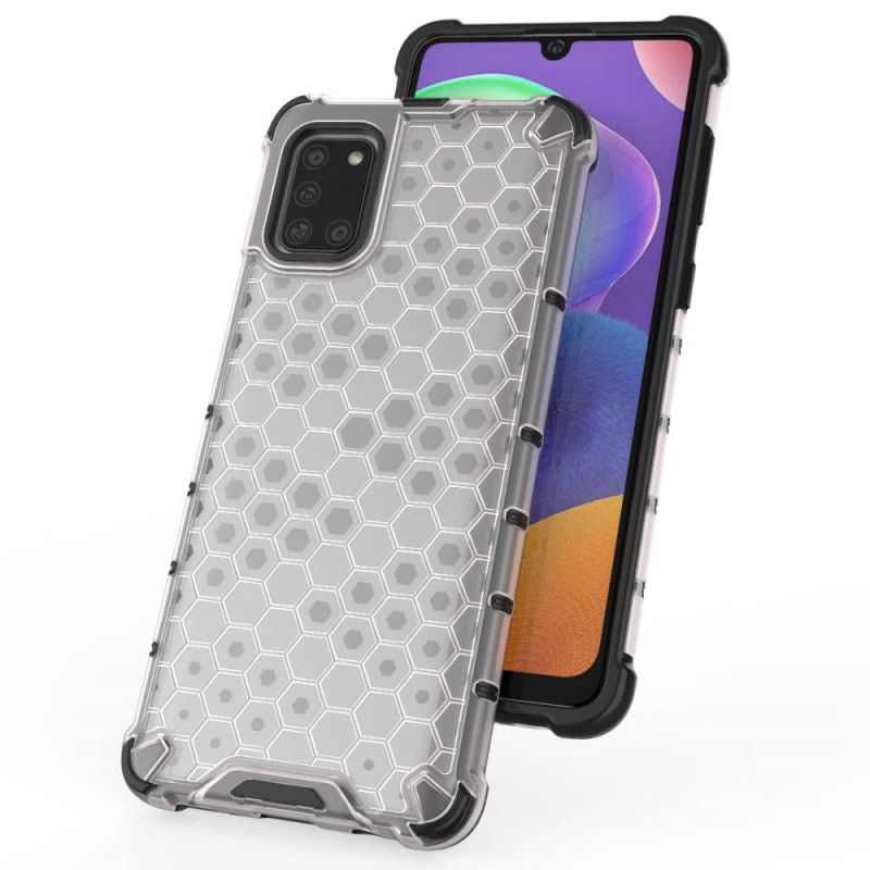 Hoesje Samsung Galaxy A31 Wit Zwart Honingraatstijl