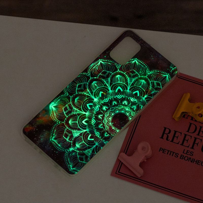 Hoesje voor Samsung Galaxy A31 Donkerrood Zwart Fluorescerende Bloemenreeks