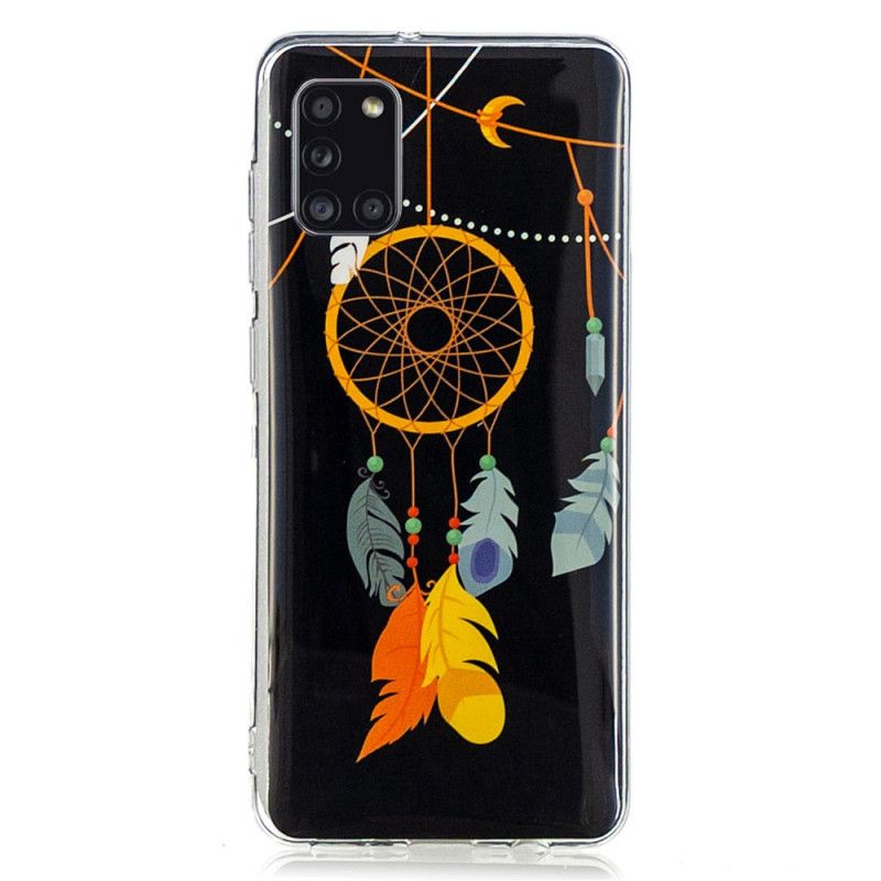 Hoesje voor Samsung Galaxy A31 Geel Zwart Unieke Fluorescerende Dromenvanger