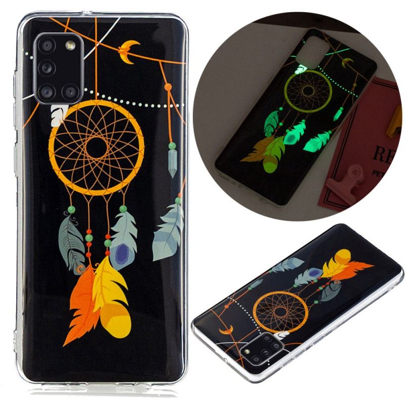 Hoesje voor Samsung Galaxy A31 Geel Zwart Unieke Fluorescerende Dromenvanger