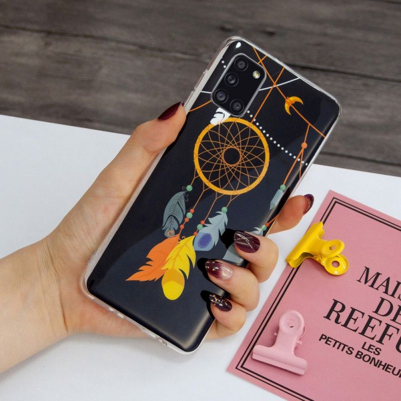 Hoesje voor Samsung Galaxy A31 Geel Zwart Unieke Fluorescerende Dromenvanger