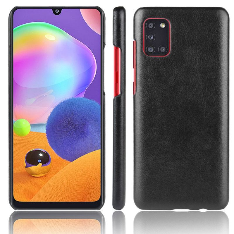 Hoesje voor Samsung Galaxy A31 Grijs Zwart Lychee Leereffect