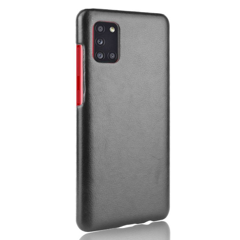Hoesje voor Samsung Galaxy A31 Grijs Zwart Lychee Leereffect