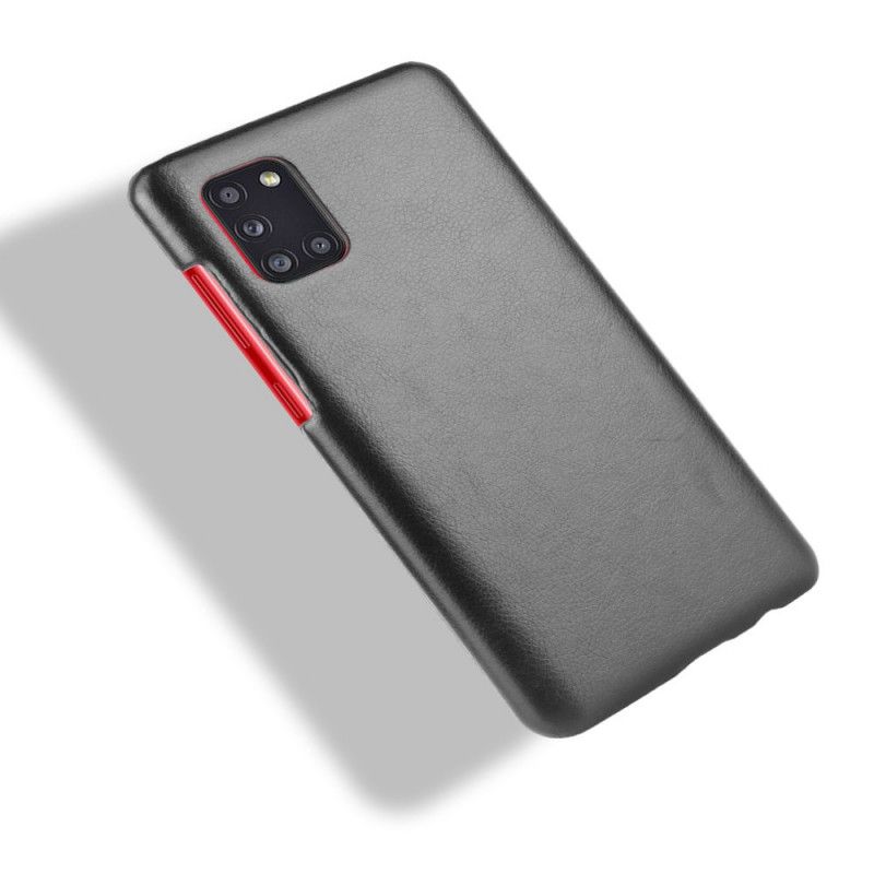 Hoesje voor Samsung Galaxy A31 Grijs Zwart Lychee Leereffect