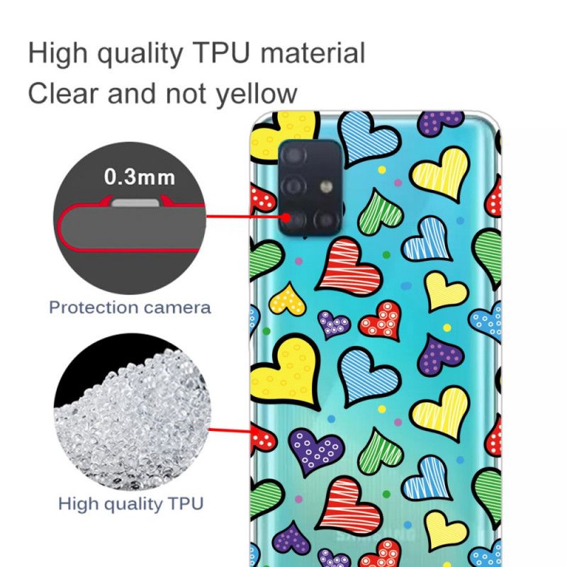 Hoesje voor Samsung Galaxy A31 Veelkleurige Harten