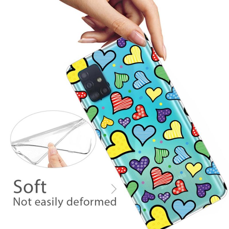 Hoesje voor Samsung Galaxy A31 Veelkleurige Harten