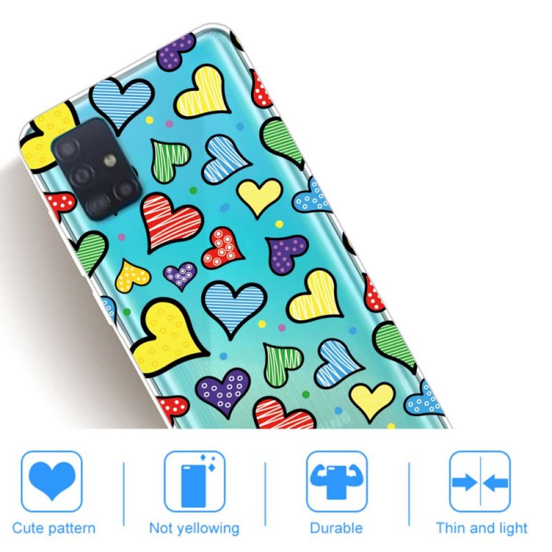 Hoesje voor Samsung Galaxy A31 Veelkleurige Harten