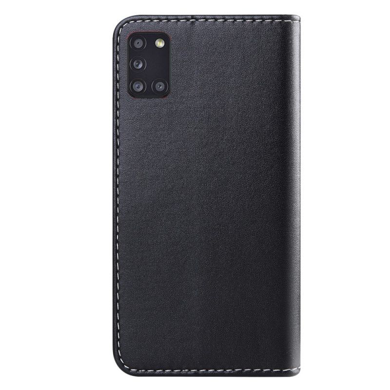 Leren Hoesje Samsung Galaxy A31 Grijs Zwart Telefoonhoesje Driekleurig Leereffect