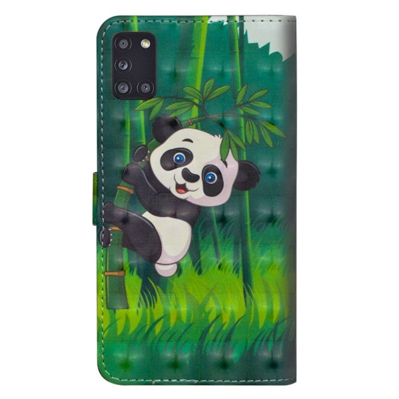 Leren Hoesje Samsung Galaxy A31 Panda En Bamboe