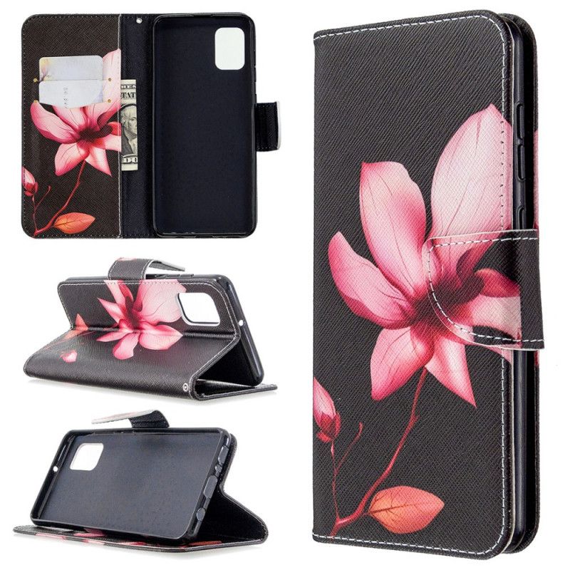 Leren Hoesje Samsung Galaxy A31 Roze Bloem