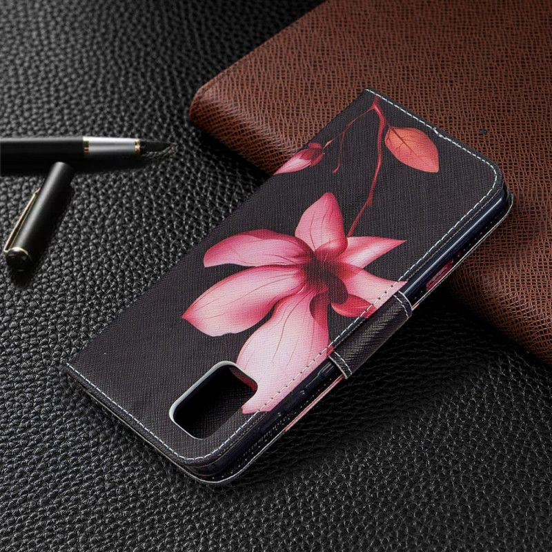 Leren Hoesje Samsung Galaxy A31 Roze Bloem