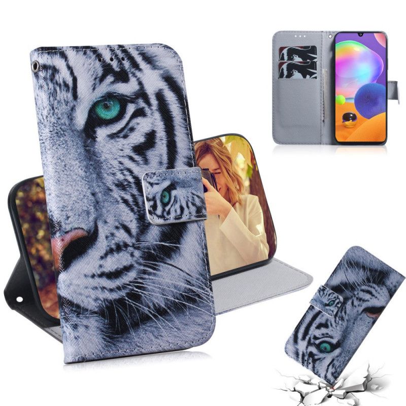 Leren Hoesje Samsung Galaxy A31 Tijgergezicht