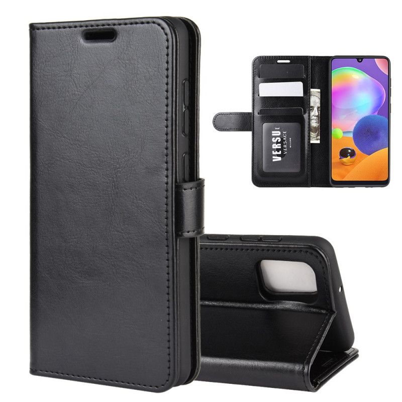 Leren Hoesje Samsung Galaxy A31 Wit Zwart Ultra Kunstleer