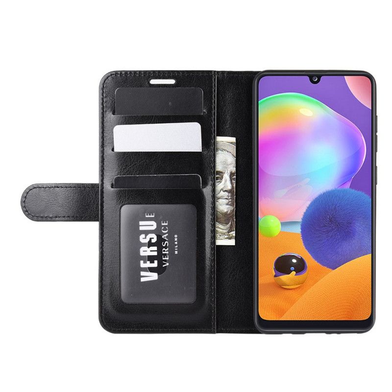 Leren Hoesje Samsung Galaxy A31 Wit Zwart Ultra Kunstleer