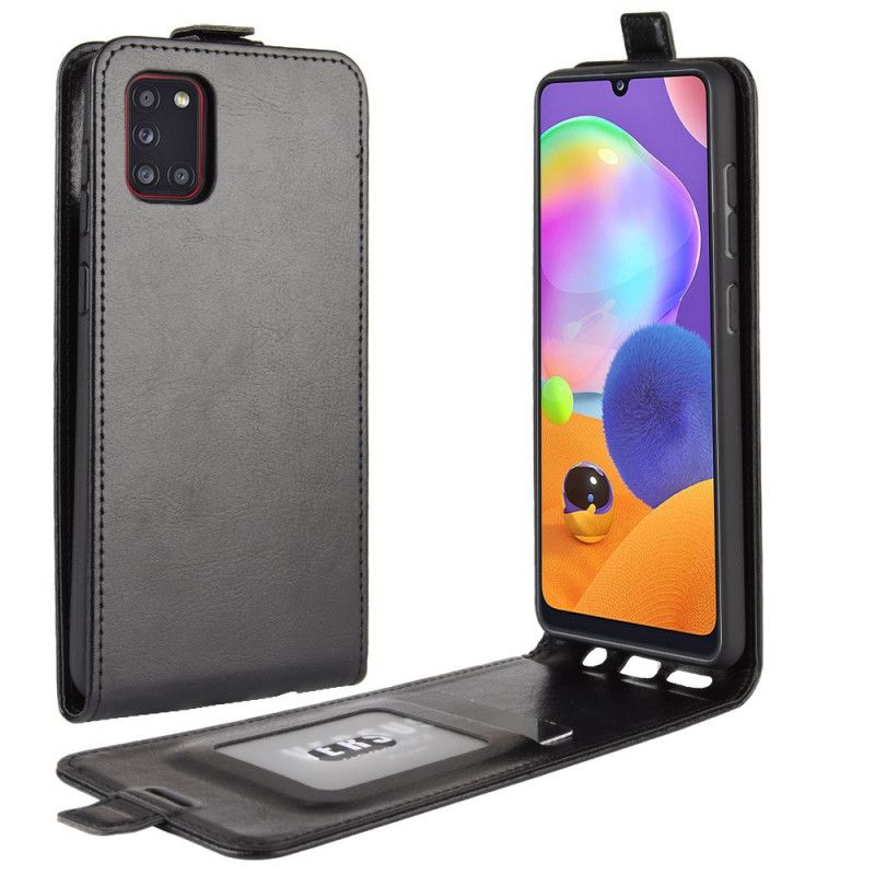 Leren Hoesje Samsung Galaxy A31 Wit Zwart Vouwledereffect