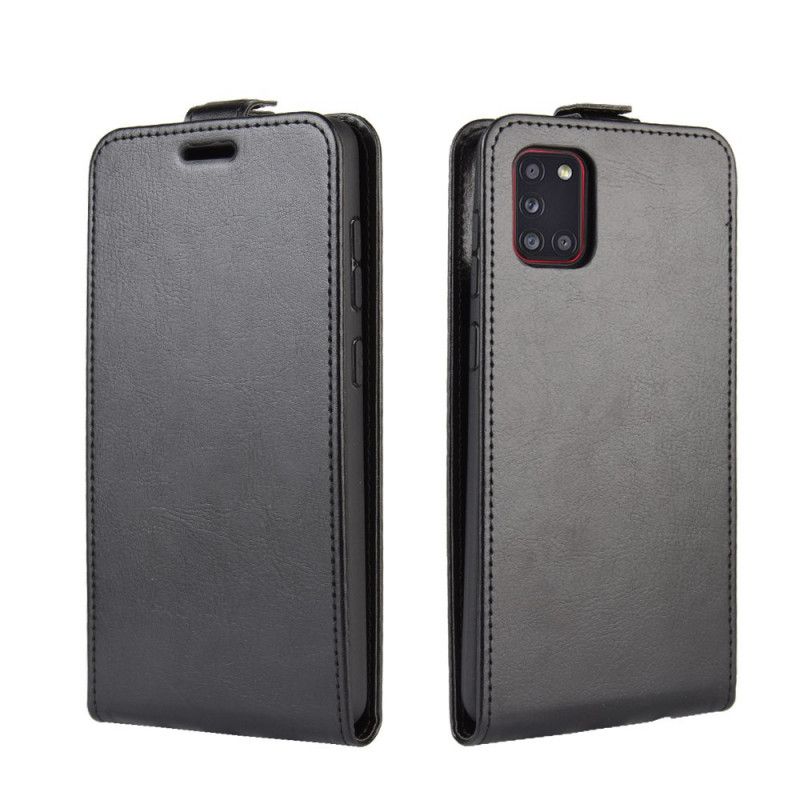 Leren Hoesje Samsung Galaxy A31 Wit Zwart Vouwledereffect