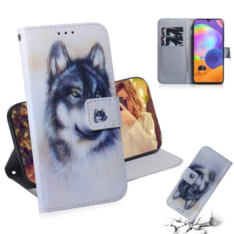 Leren Hoesje voor Samsung Galaxy A31 Blik Van Een Hond