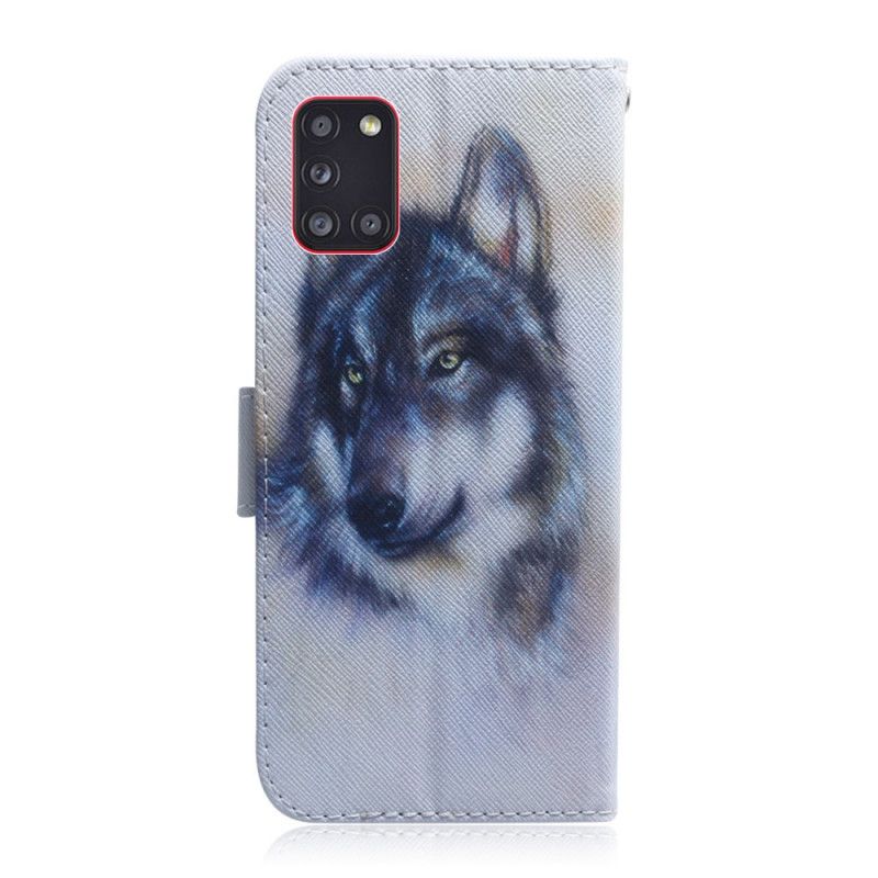 Leren Hoesje voor Samsung Galaxy A31 Blik Van Een Hond