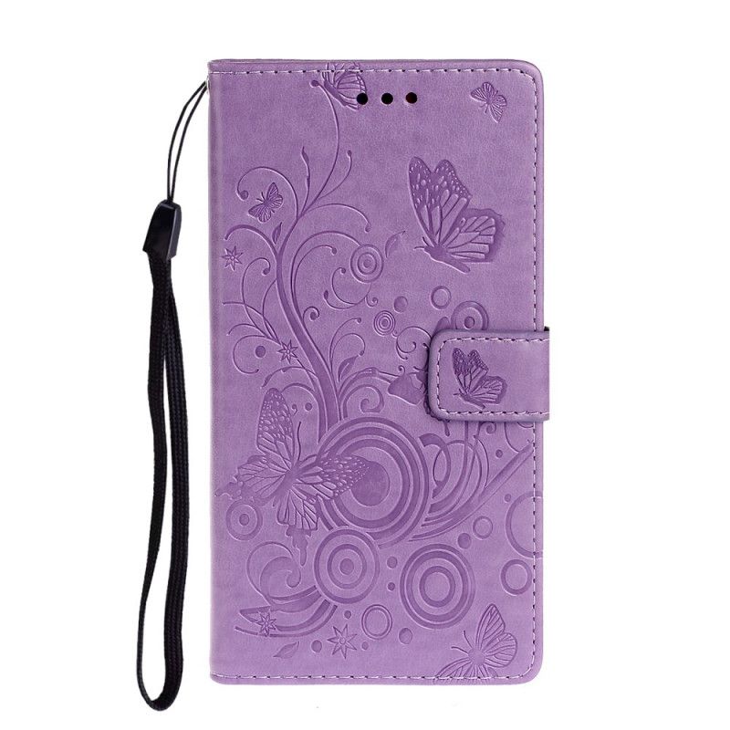 Leren Hoesje voor Samsung Galaxy A31 Groen Rood Retro Vlinders En Bloemen