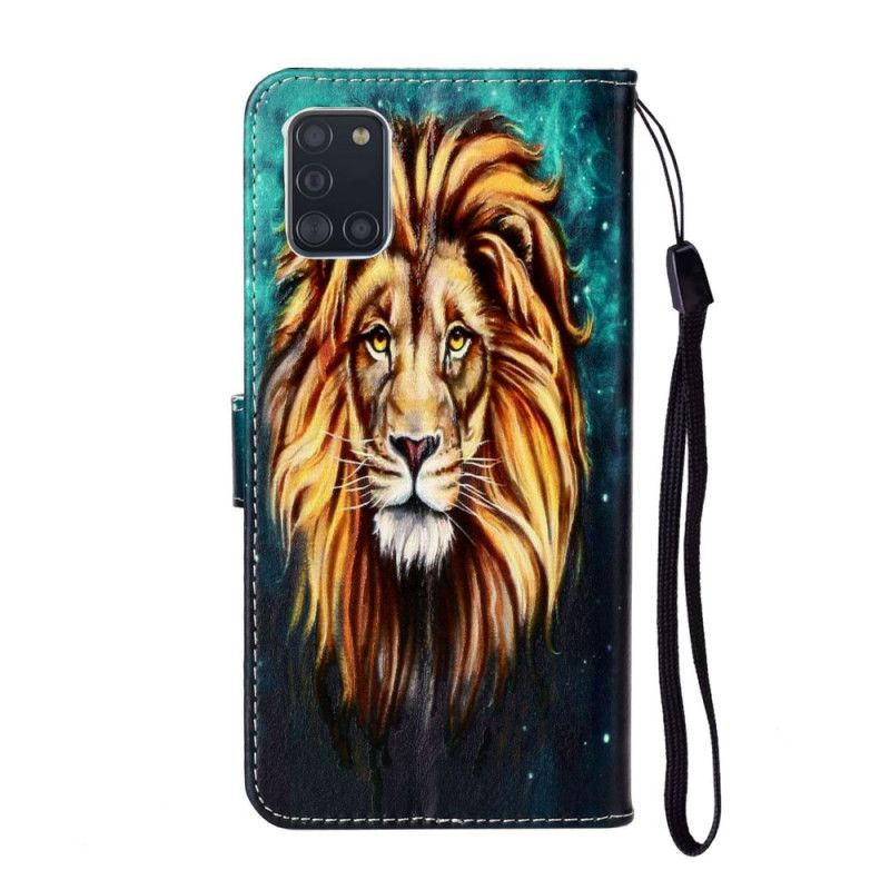 Leren Hoesje voor Samsung Galaxy A31 Koning Leeuw