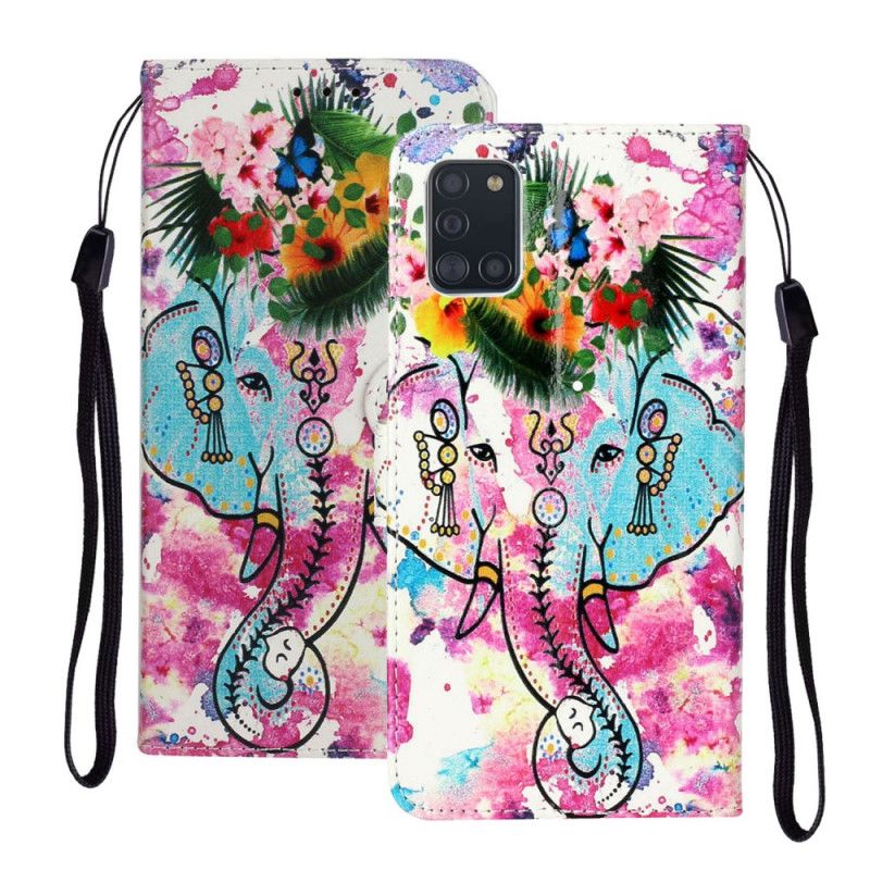 Leren Hoesje voor Samsung Galaxy A31 Koning Olifant