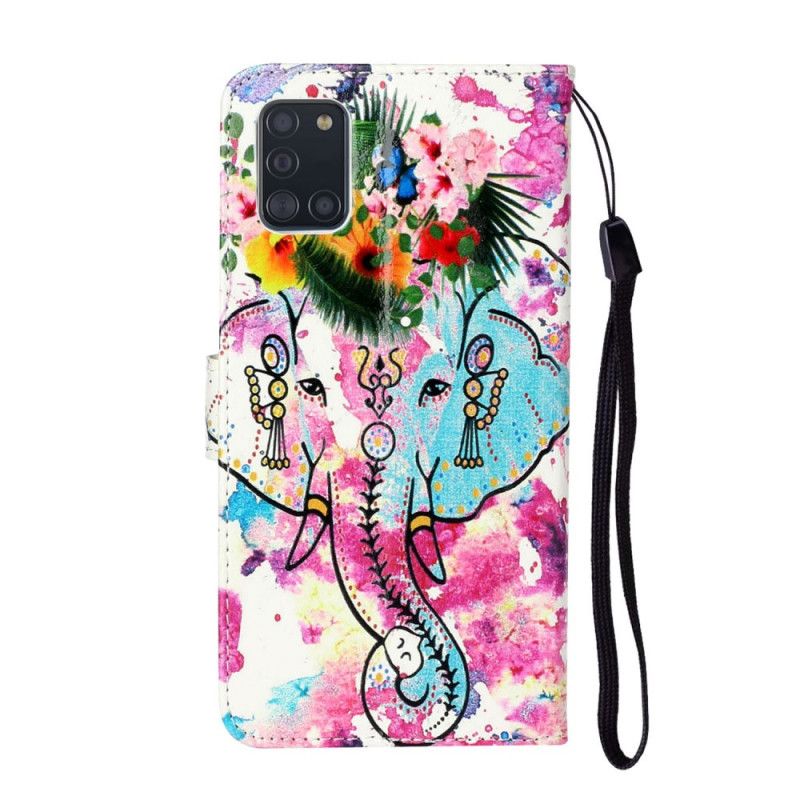 Leren Hoesje voor Samsung Galaxy A31 Koning Olifant