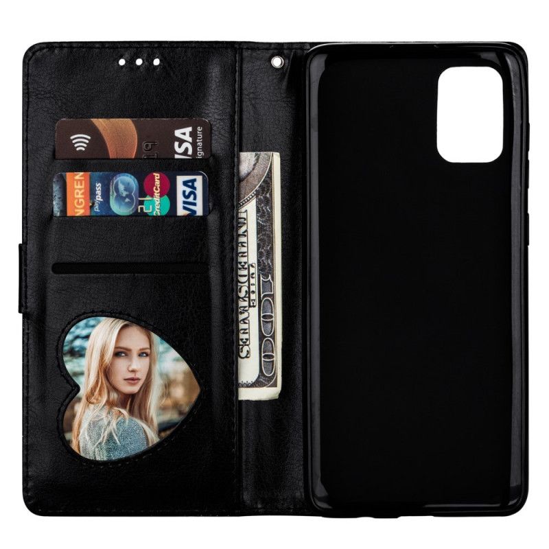 Leren Hoesje voor Samsung Galaxy A31 Magenta Zwart Portemonnee Met Glitter