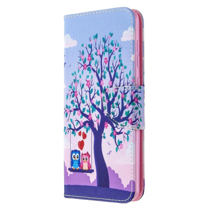 Leren Hoesje voor Samsung Galaxy A31 Uilen Op De Schommel