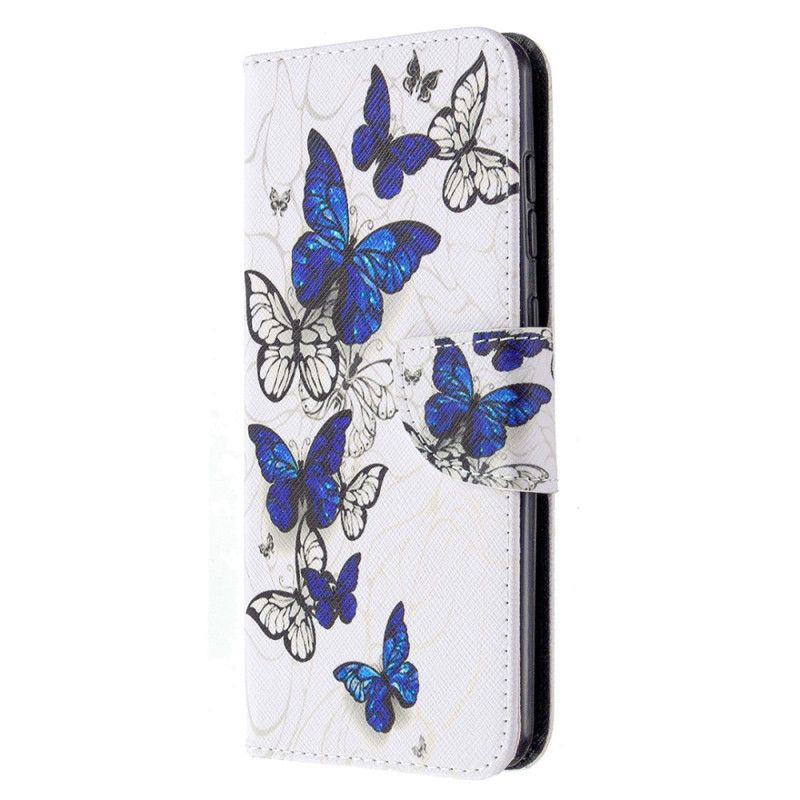Leren Hoesje voor Samsung Galaxy A31 Wit Zwart Vlinders