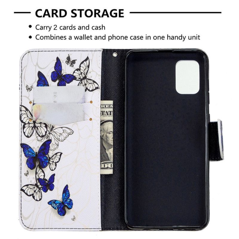 Leren Hoesje voor Samsung Galaxy A31 Wit Zwart Vlinders