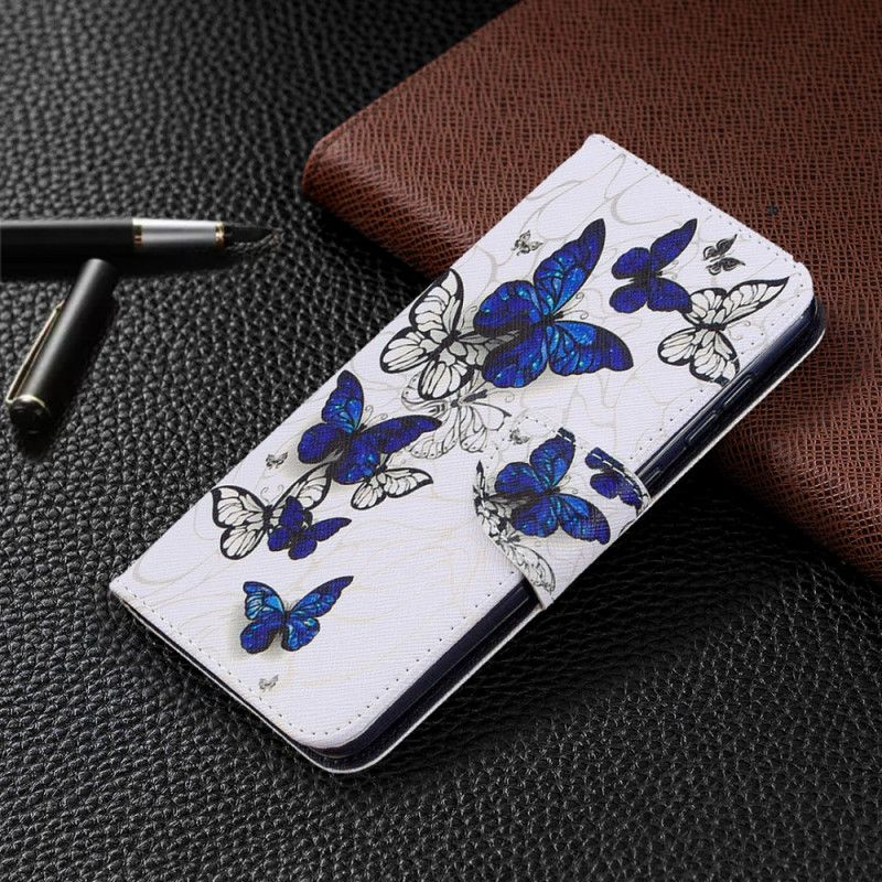 Leren Hoesje voor Samsung Galaxy A31 Wit Zwart Vlinders