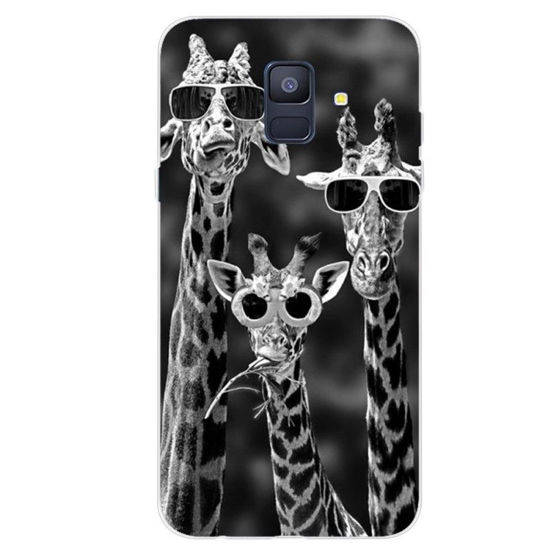 Case Hoesje Samsung Galaxy A6 Telefoonhoesje Giraffen Met Bril