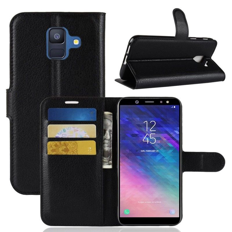 Cover Folio-hoesje Samsung Galaxy A6 Wit Zwart Telefoonhoesje Klassiek