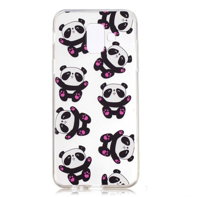 Cover Hoesje Samsung Galaxy A6 Telefoonhoesje Transparante Panda'S Hebben Plezier