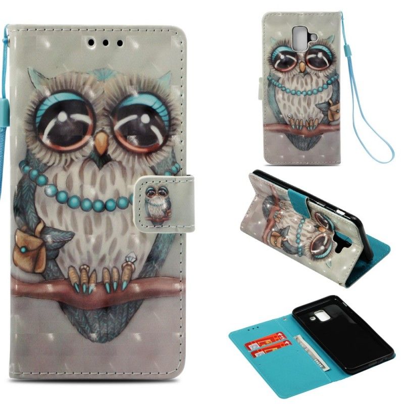 Flip Case Leren Samsung Galaxy A6 Miss Uil 3D