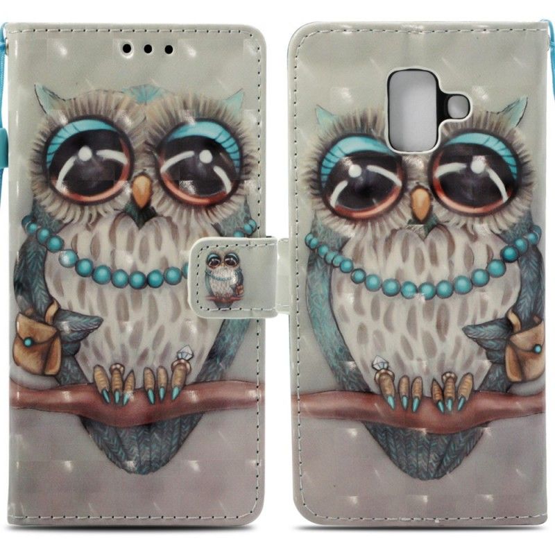 Flip Case Leren Samsung Galaxy A6 Miss Uil 3D