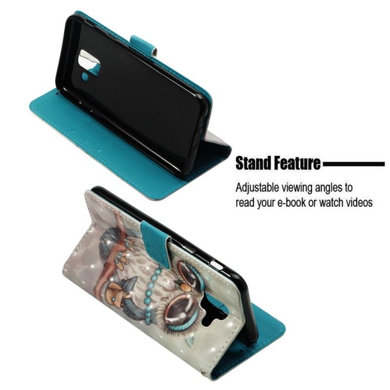 Flip Case Leren Samsung Galaxy A6 Miss Uil 3D