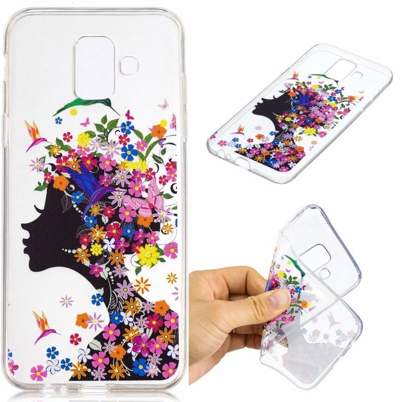 Hoesje Samsung Galaxy A6 Telefoonhoesje Transparant Bloemig Haar