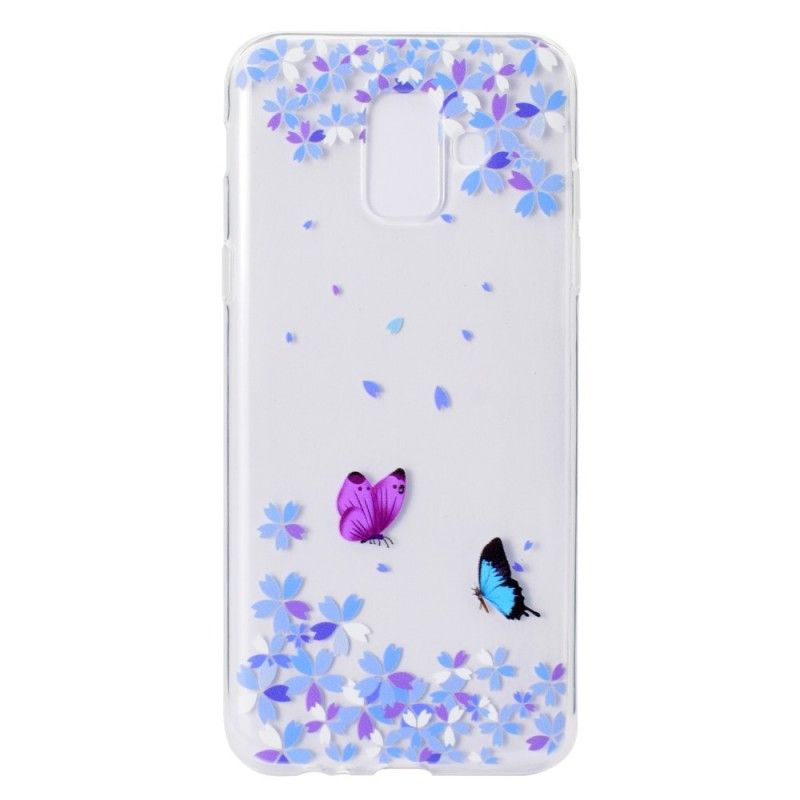 Hoesje Samsung Galaxy A6 Transparante Vlinders En Bloemen