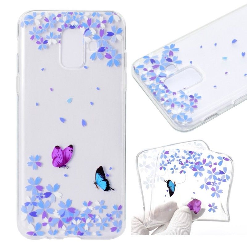 Hoesje Samsung Galaxy A6 Transparante Vlinders En Bloemen