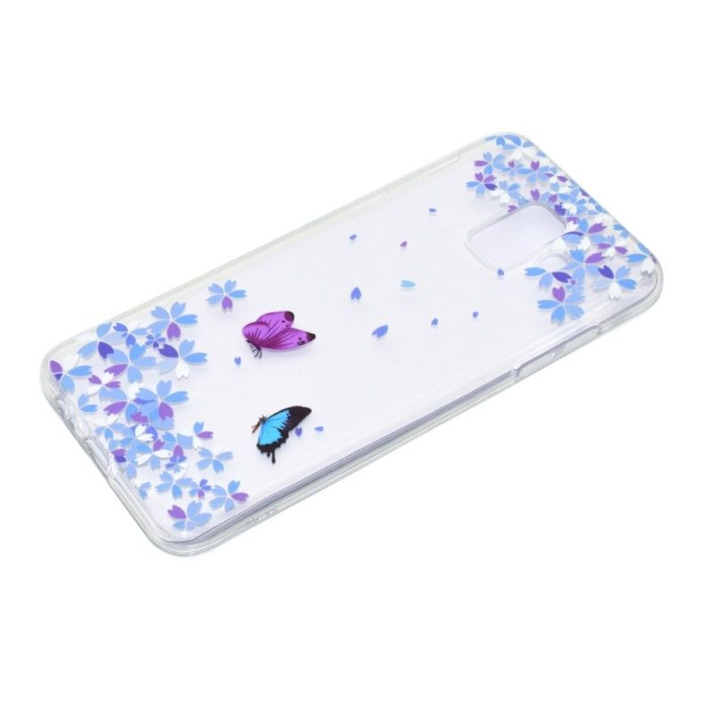 Hoesje Samsung Galaxy A6 Transparante Vlinders En Bloemen