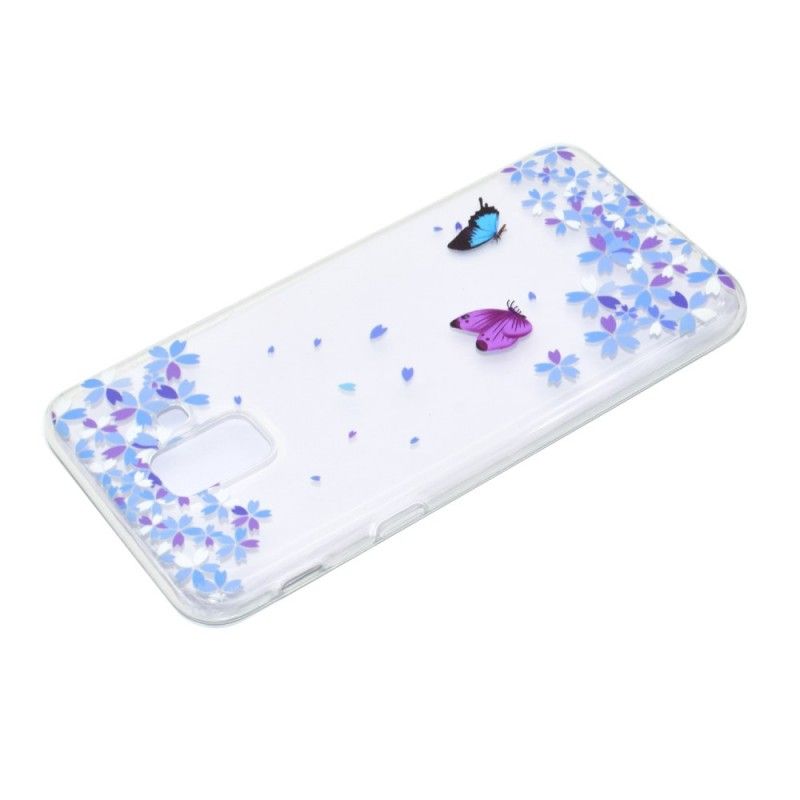 Hoesje Samsung Galaxy A6 Transparante Vlinders En Bloemen